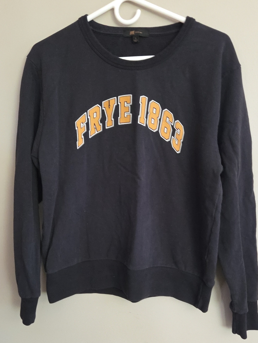 Frye Navy Crewneck with Gold FRYE 1863 Applique